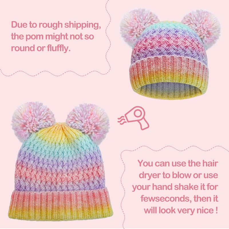 KDVOG Store Kids Winter Hat Warm Knitted Beanies with Double Pom Pom Thick Ski Cap for Boys Girls 7-12 Years - Image 5